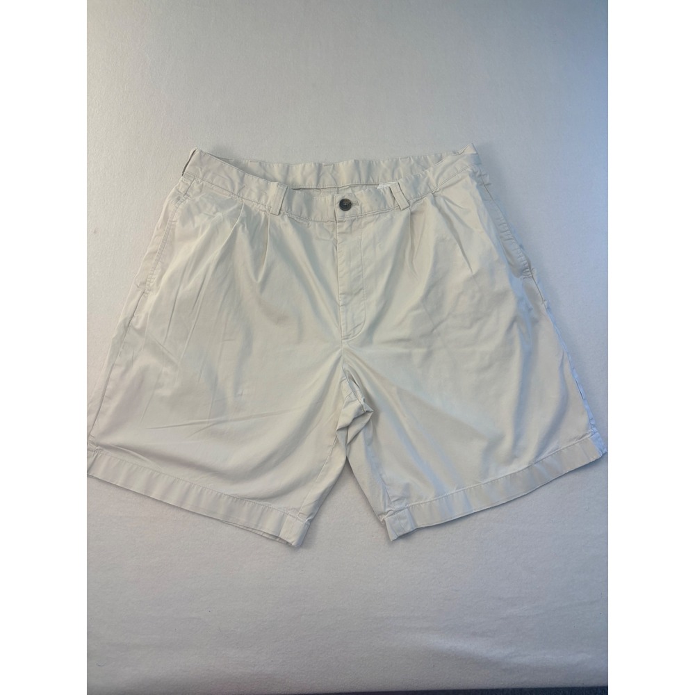 Brooks Brothers Pleated Chino Shorts Mens 38 Stone‎ Beige Cotton Twill